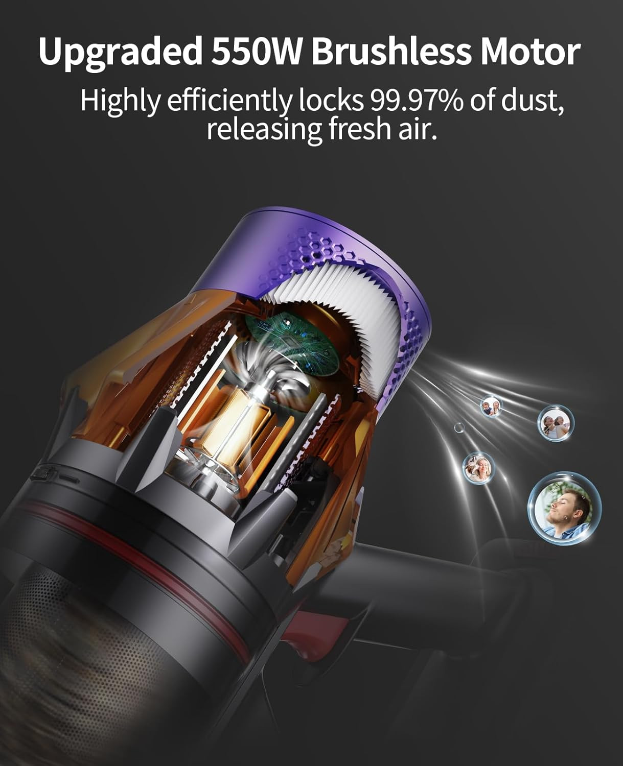 Cordless Vacuum Cleaner, 600W 50KPA 65Mins Cordless Stick Vacuum Cleaner with To