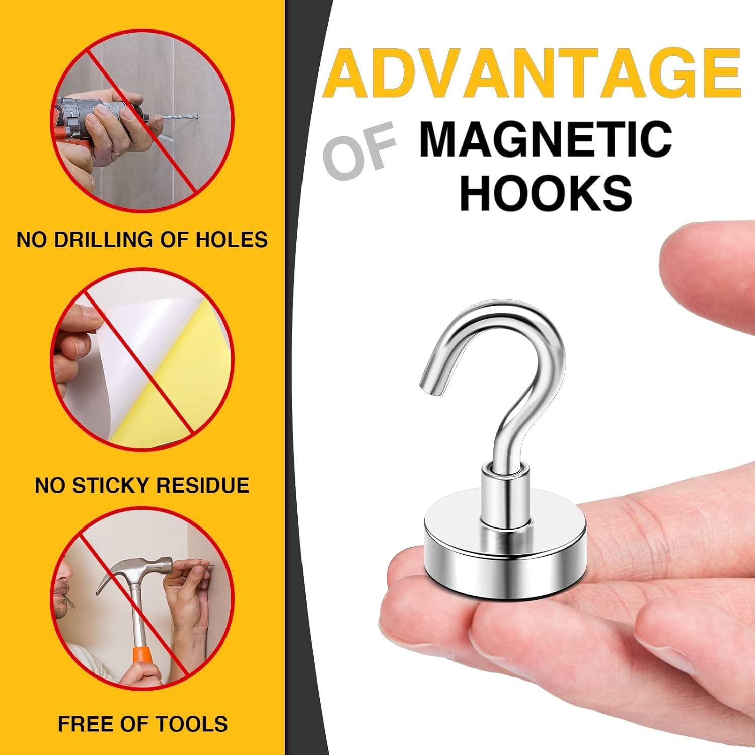 Durable Stainless Steel Magnetic Hooks – 10 Pack 30lbs for Cabinets & Classrooms