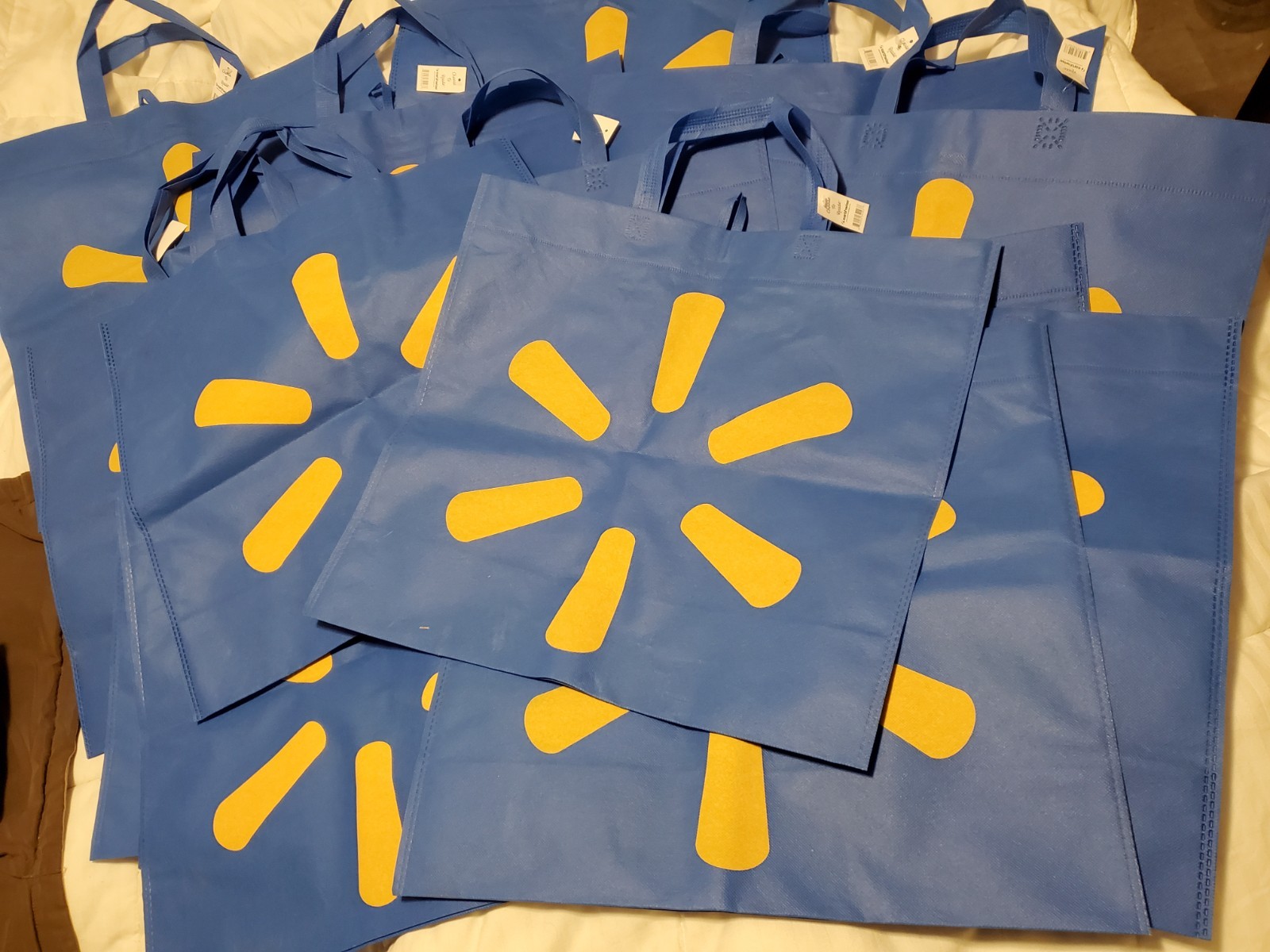 15 Lot New XLarge Walmart Reusable Shopping Bags Set Blue Crafts Tools 18″ X 17″