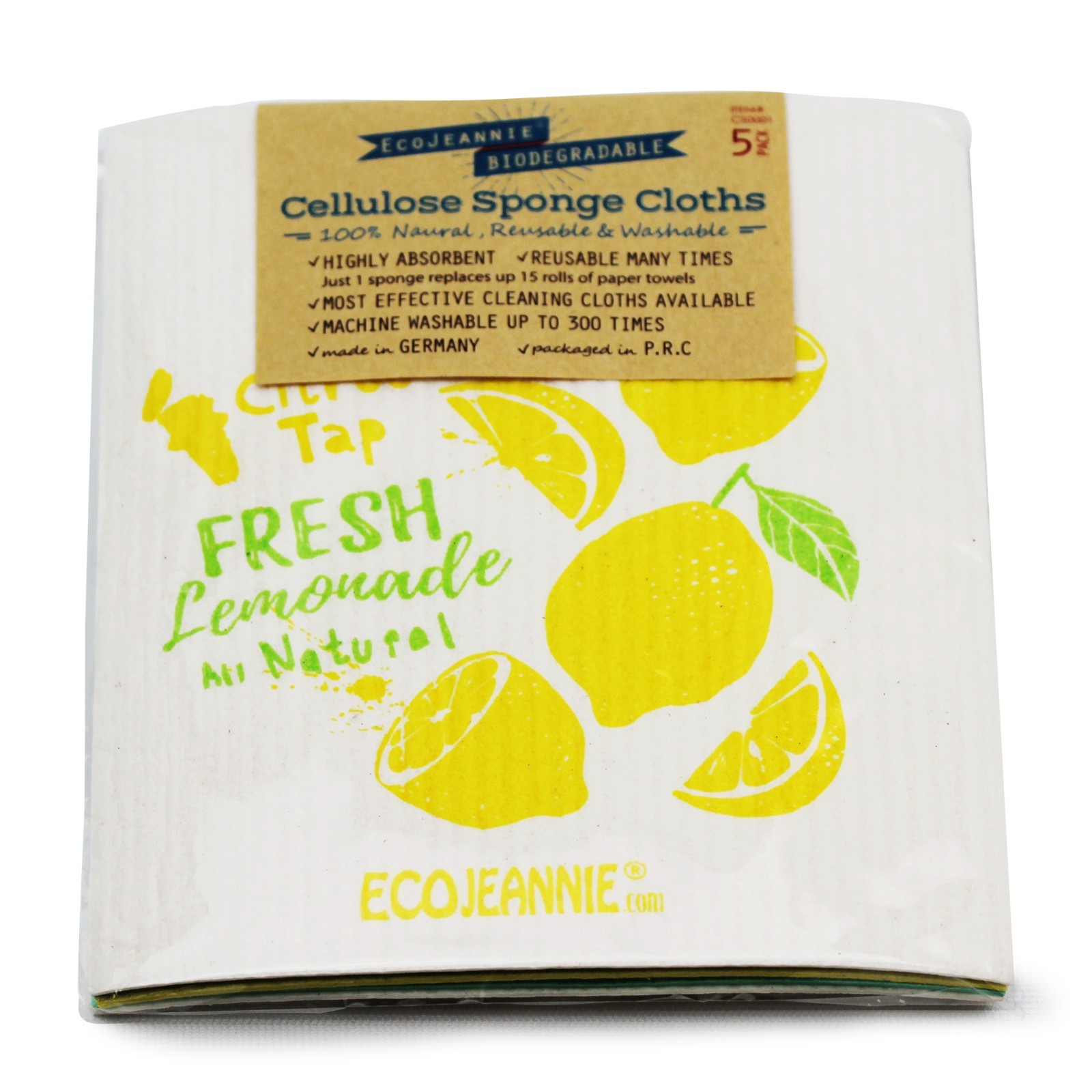 EcoJeannie Eco-Friendly Cleaning Cloth 100% Biodegradable Cellulose Sponge Cloth