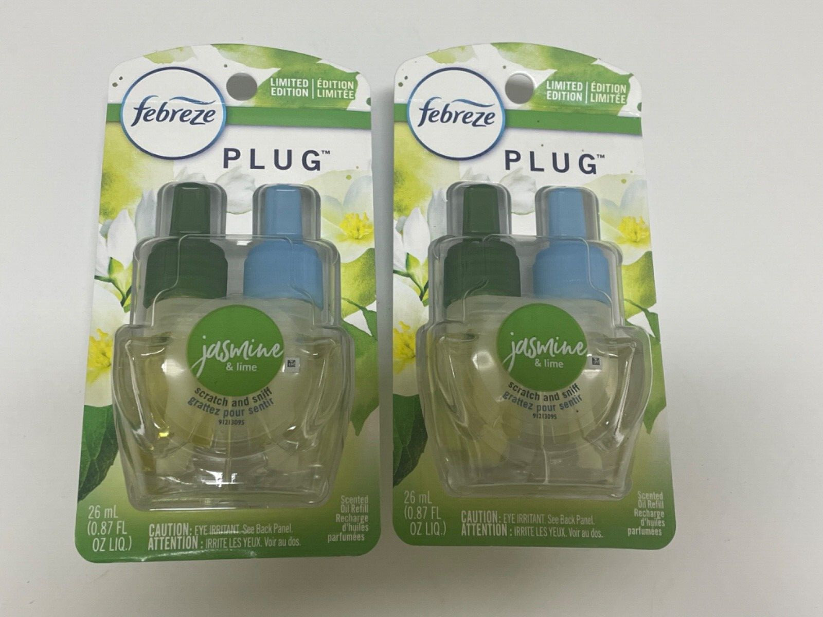 2 Count – Febreze Plug In Jasmine and Lime Fade Defy Plug Refill Limited Edition