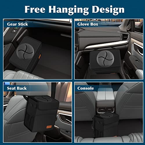 Leak Proof Car Trash Can with Lid – Waterproof Automotive 2.25 Gallons Black