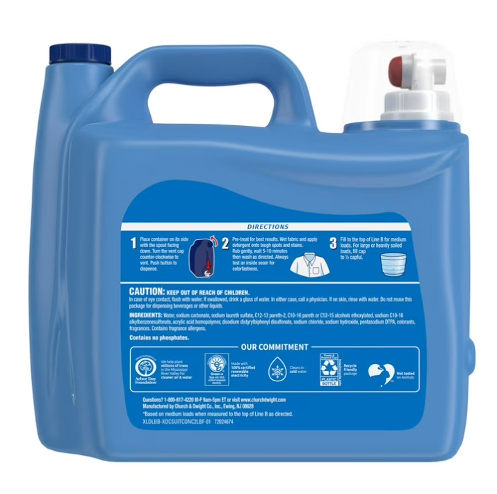 4 Pack Xtra Plus OxiClean, 131 Loads Liquid Laundry Detergent, 203.1 fl oz Pk