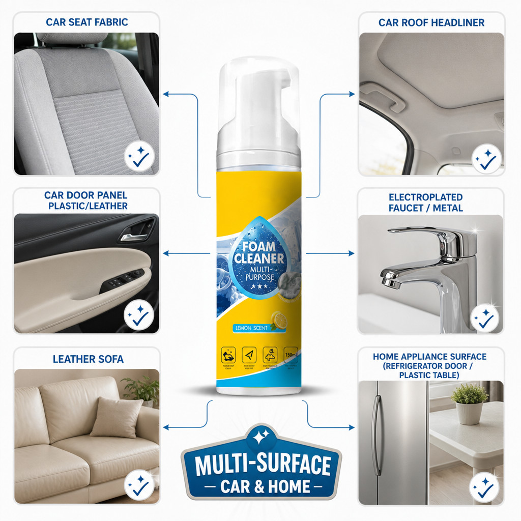 150ml Foam Cleaner, 4-in-1 Multi-Enzyme Foam Cleaners, New Foam No-Rinse Cleaner