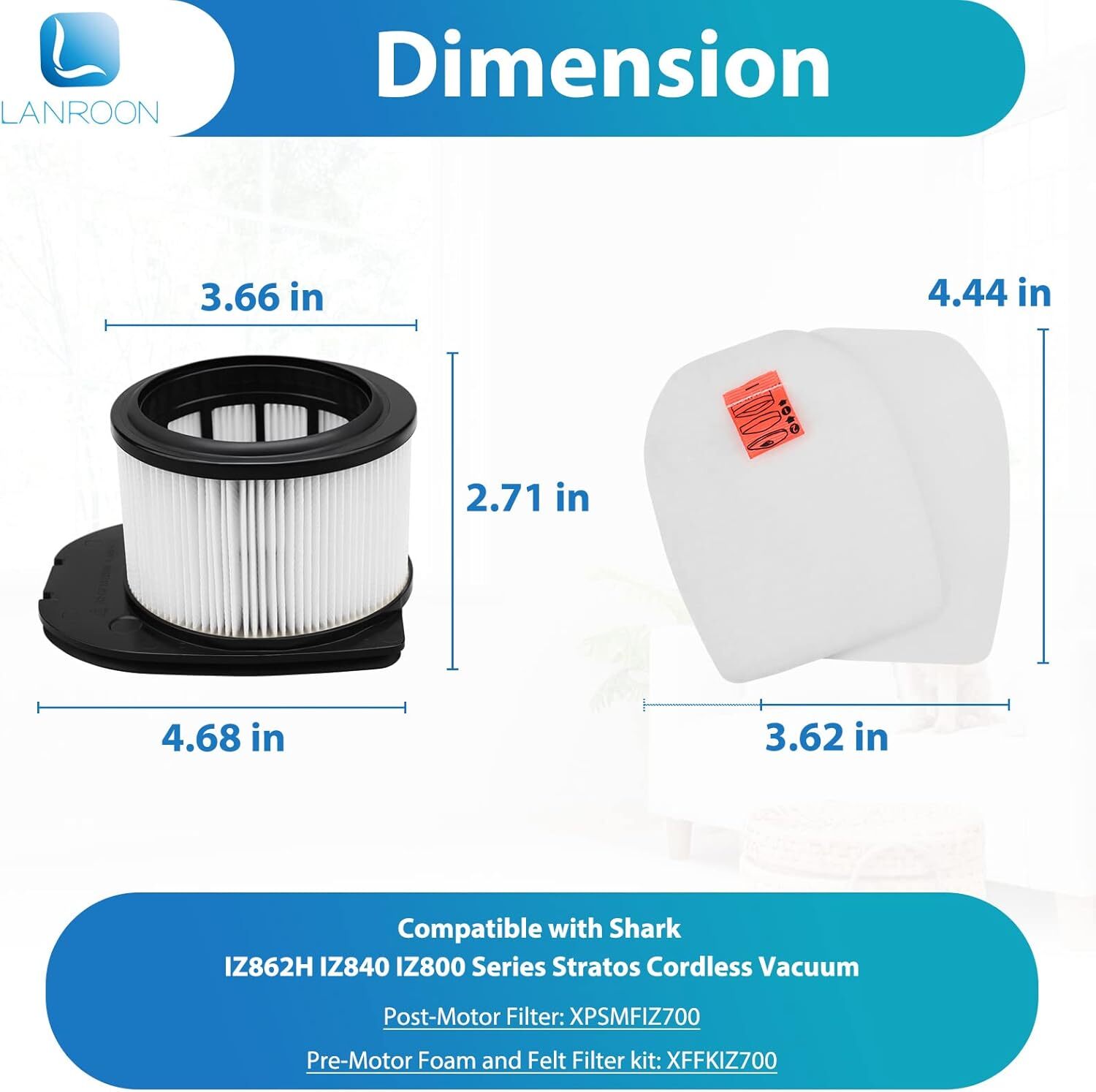 IZ862H Filter for Shark IZ862H Stratos Vacuum, Fit for Shark IZ562H UZ565H Pro I