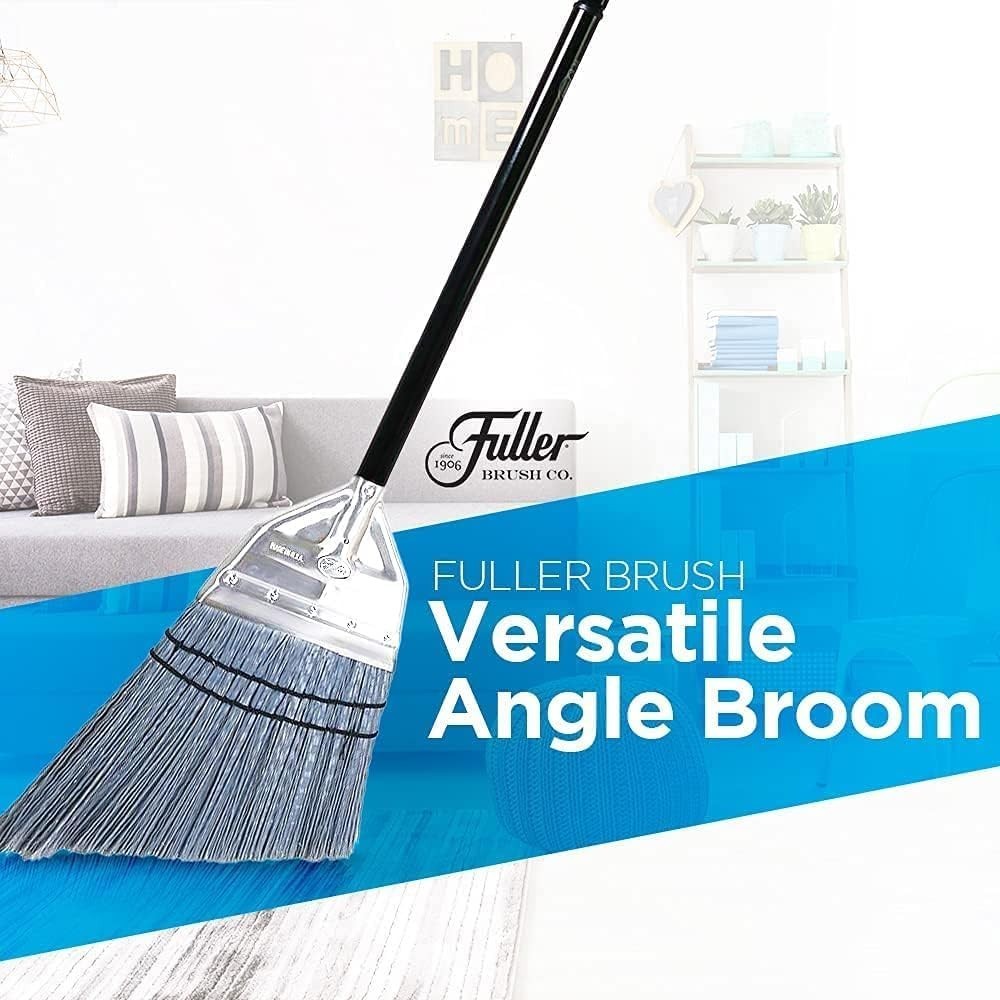 Fuller Angle Broom, Heavy Duty, Split Bristles, Steel Handle, Indoor Outdoor Use