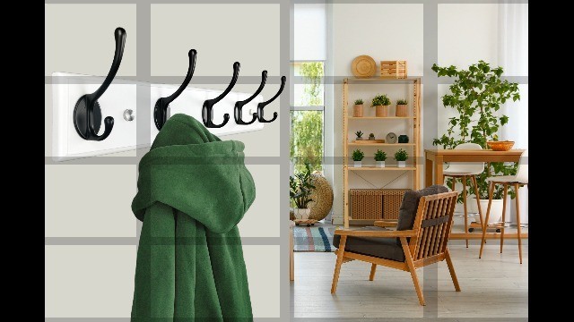 “17.5” Heavy Duty Wood Coat Rack Wall Mount with 4 Hooks – Modern Entryway Orga