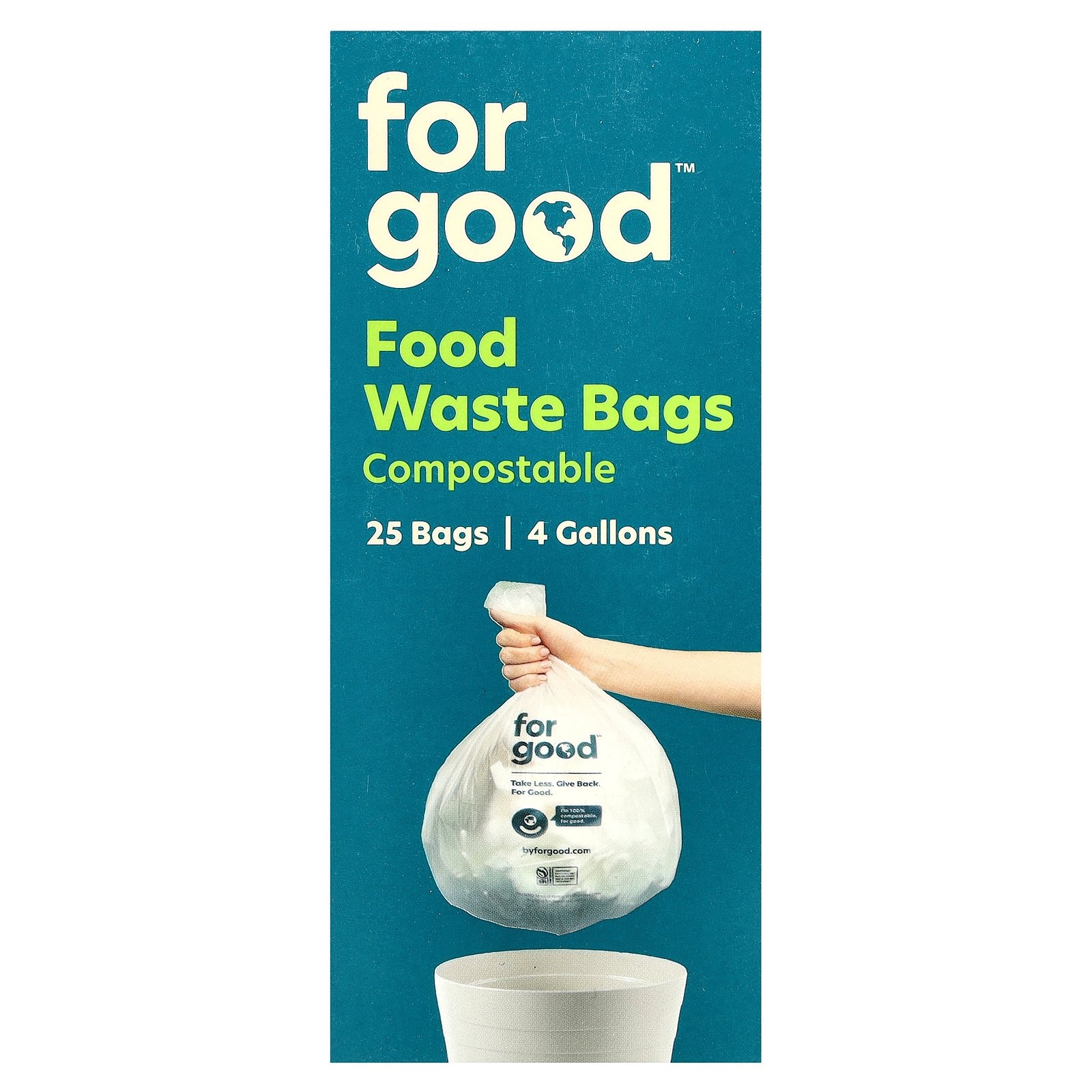 For Good™, Food Waste Bags, Compostable, 25 Bags