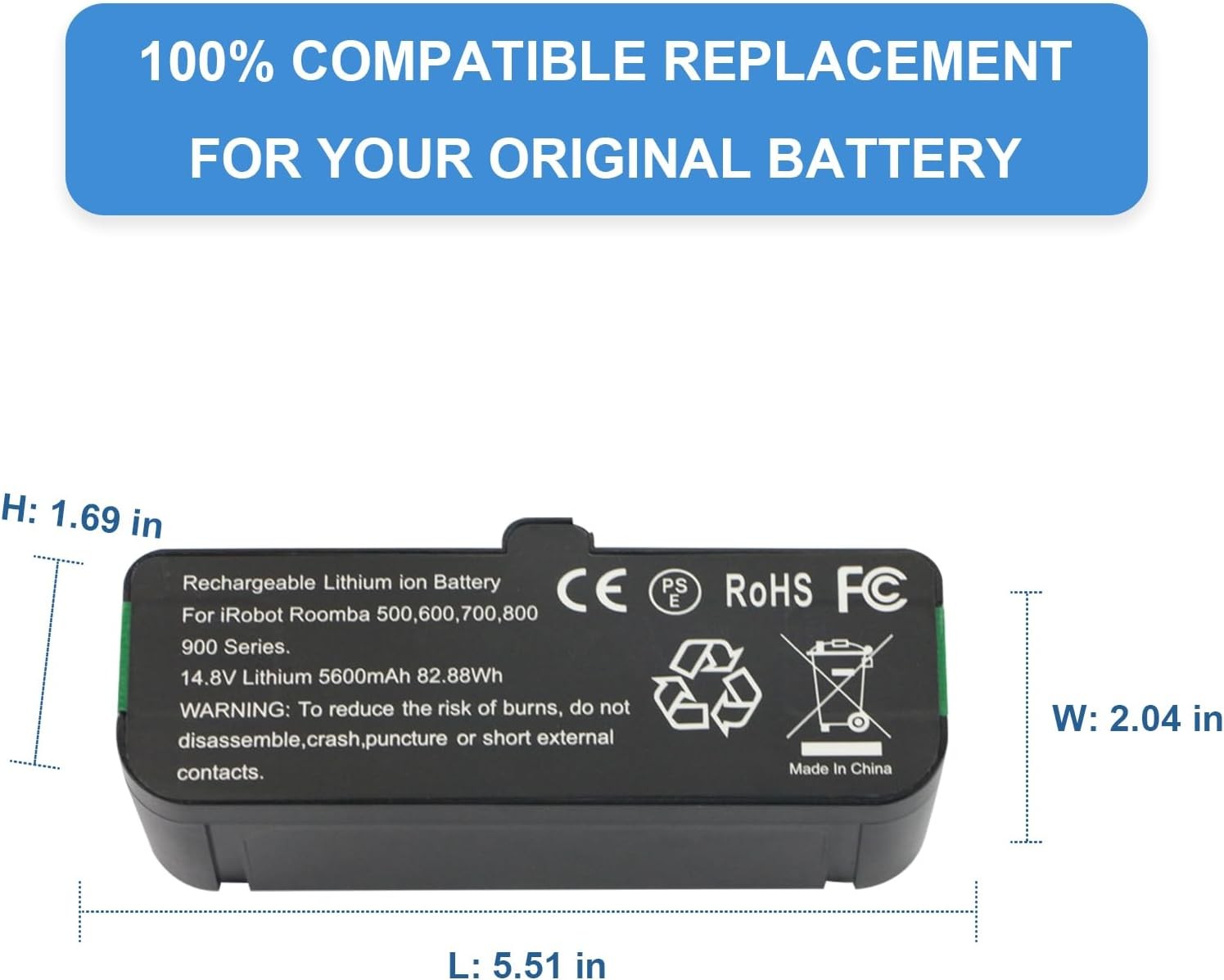 Replacement Battery for iRobot Roomba 500 600 700 800 900 R3 Series 960 980 981