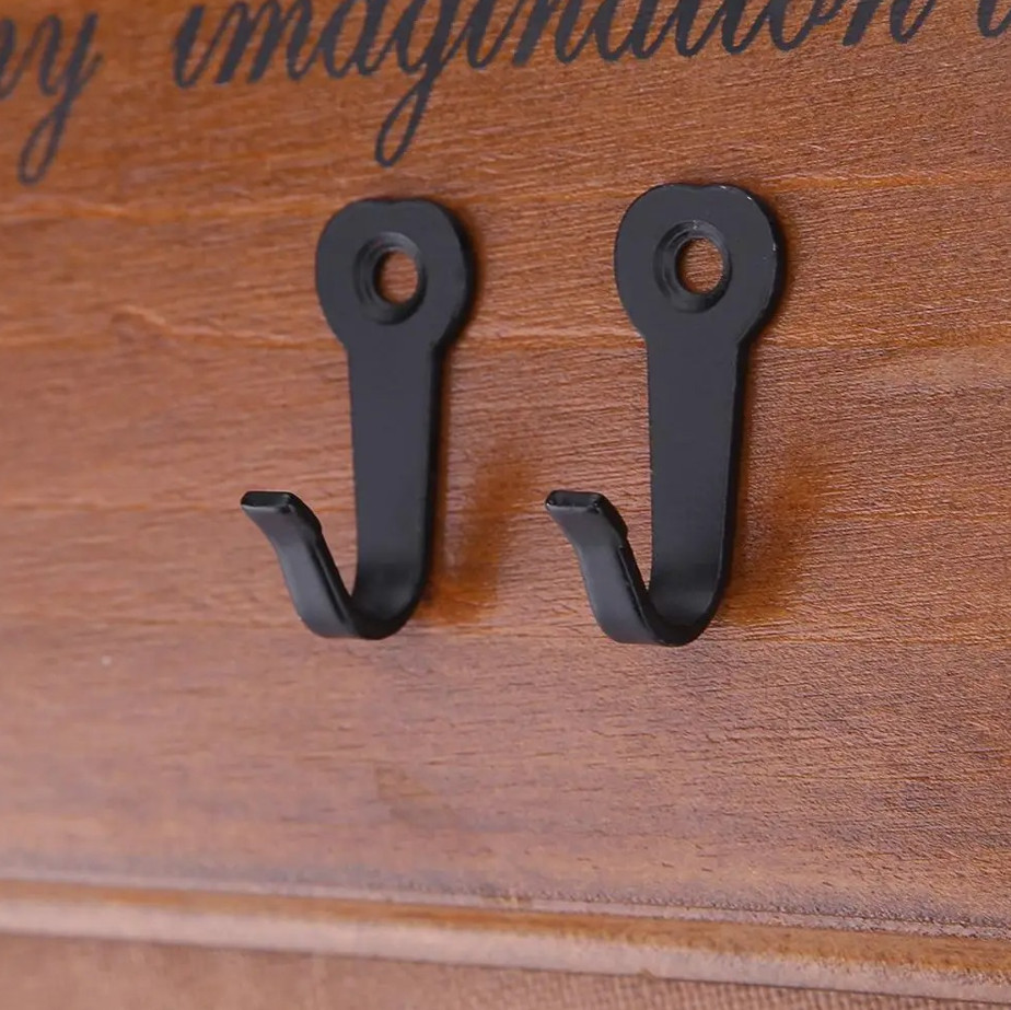 10Pcs Wall Mounted Black Hooks Key Holder Rack Hat Coat Closet Organizer