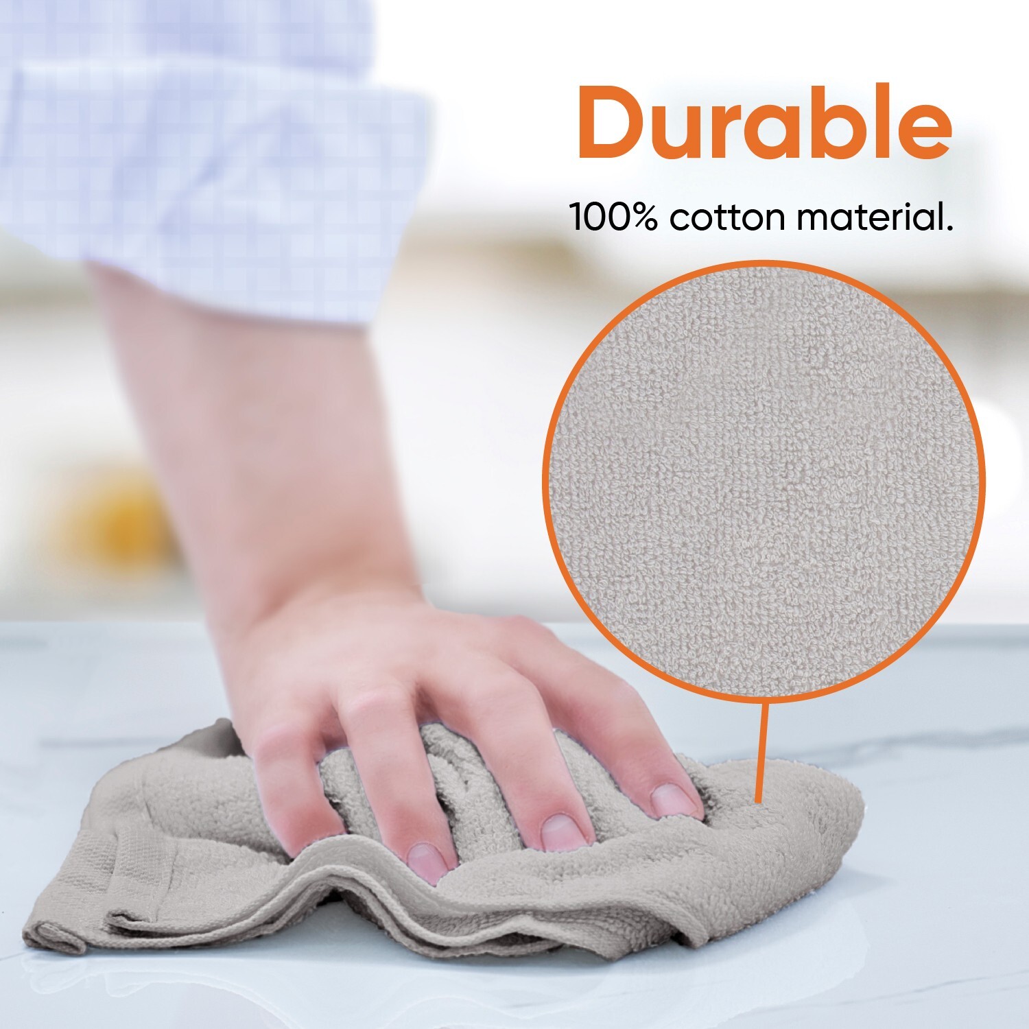 Superio 100% Cotton Terry Cloth 16″ Cleaning Rags, Facial Washcloths, 12 pack