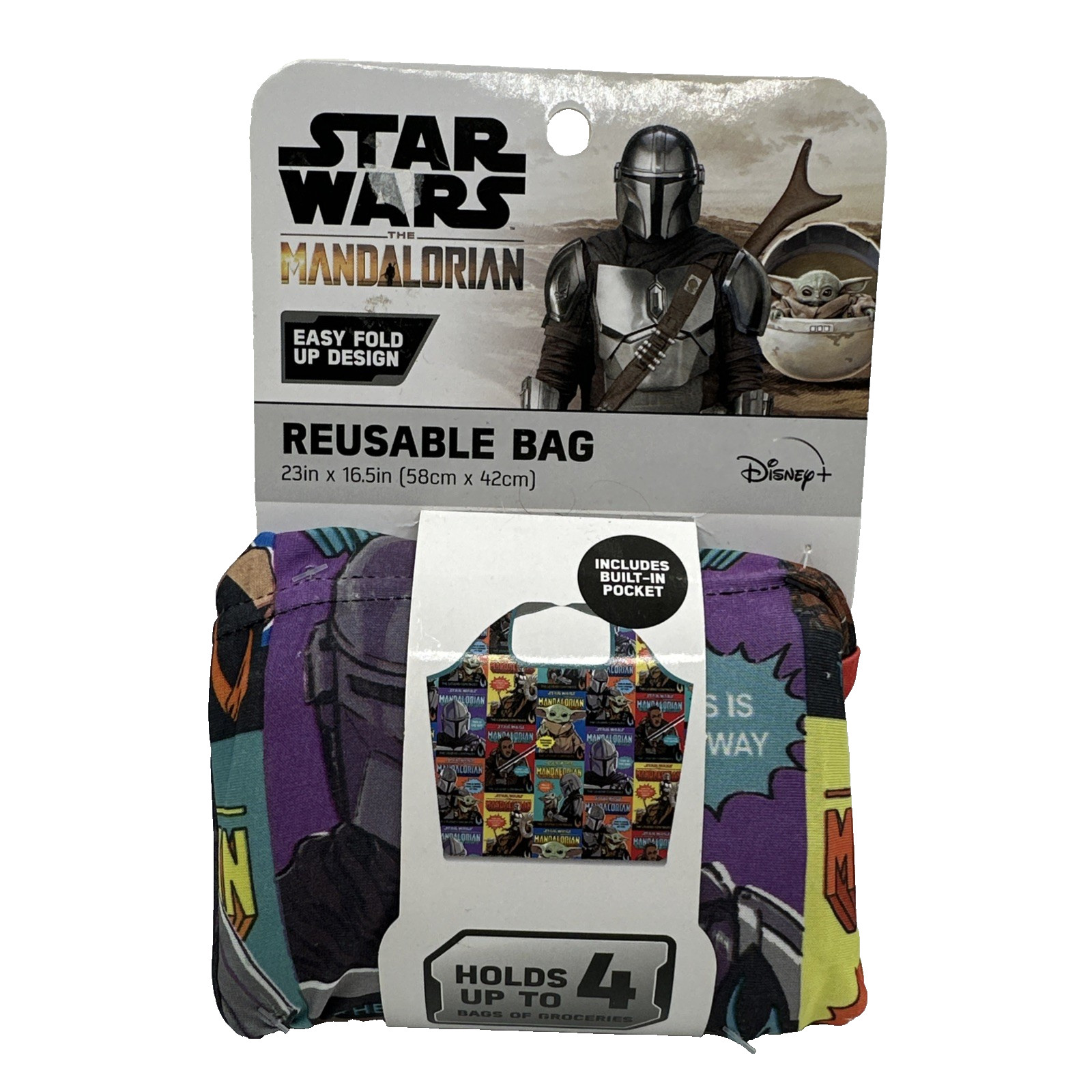 Star Wars – The Mandalorian Reusable Bags with Built-in Pocket – 23in x 16.5in