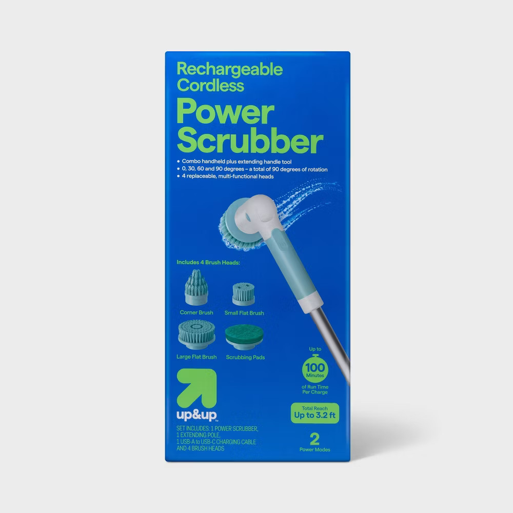 Power Scrubber with Attachments Handheld Plus Extended Handle – up&up:
