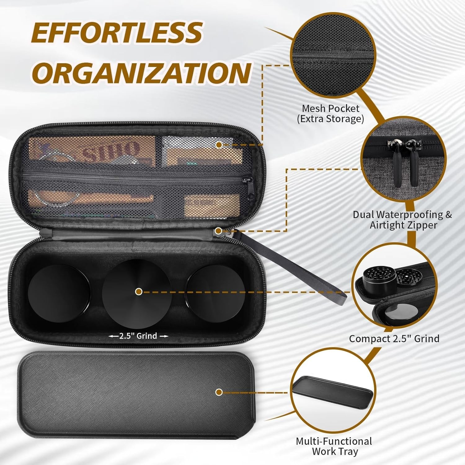 Heavy-Duty Waterproof Stash Box with Glass Jars and Grind Tray for Travel