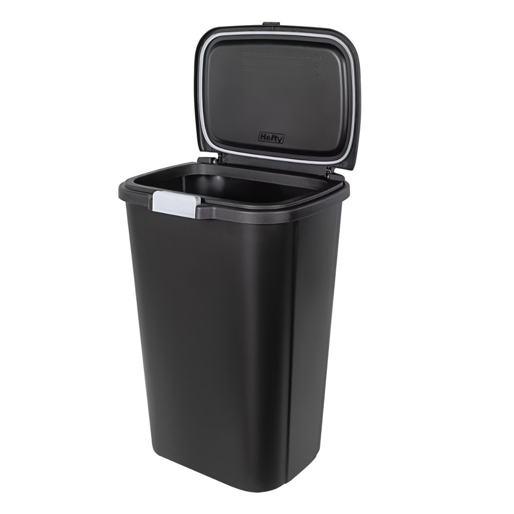 13gal Odor Block Trash Can Black:Kitchen Touch-Top Garbage Can,Tight-Fitting Lid