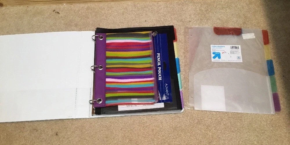 DIY 3-Ring Coupon Budget Organizer Binder Divider Tabs, Zippered Storage Pouch