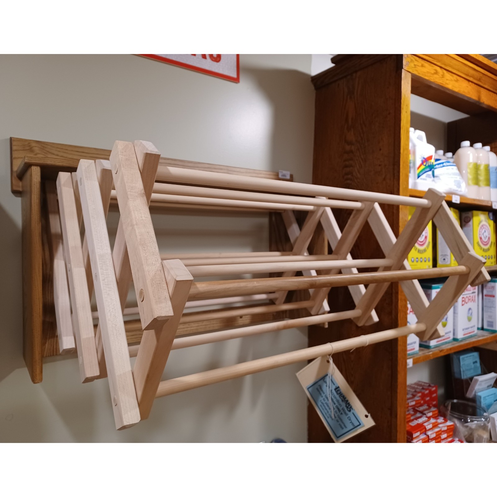 Lehman’s Accordion Clothes Drying Rack and Shelf, Amish Made Wooden