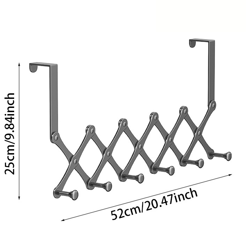Retractable Over The Door Hook Rack – 6-Hook Expandable Hanger-Space-Saving
