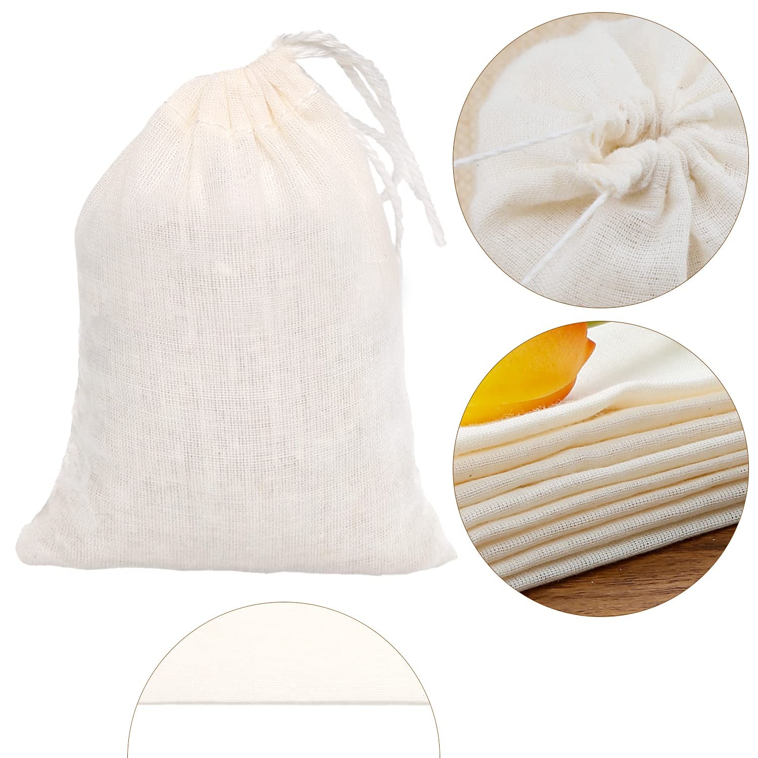 Limko Cotton Bags Muslin Sachet 10 Count (Pack of 1), 3×4 Inch 10 Pack