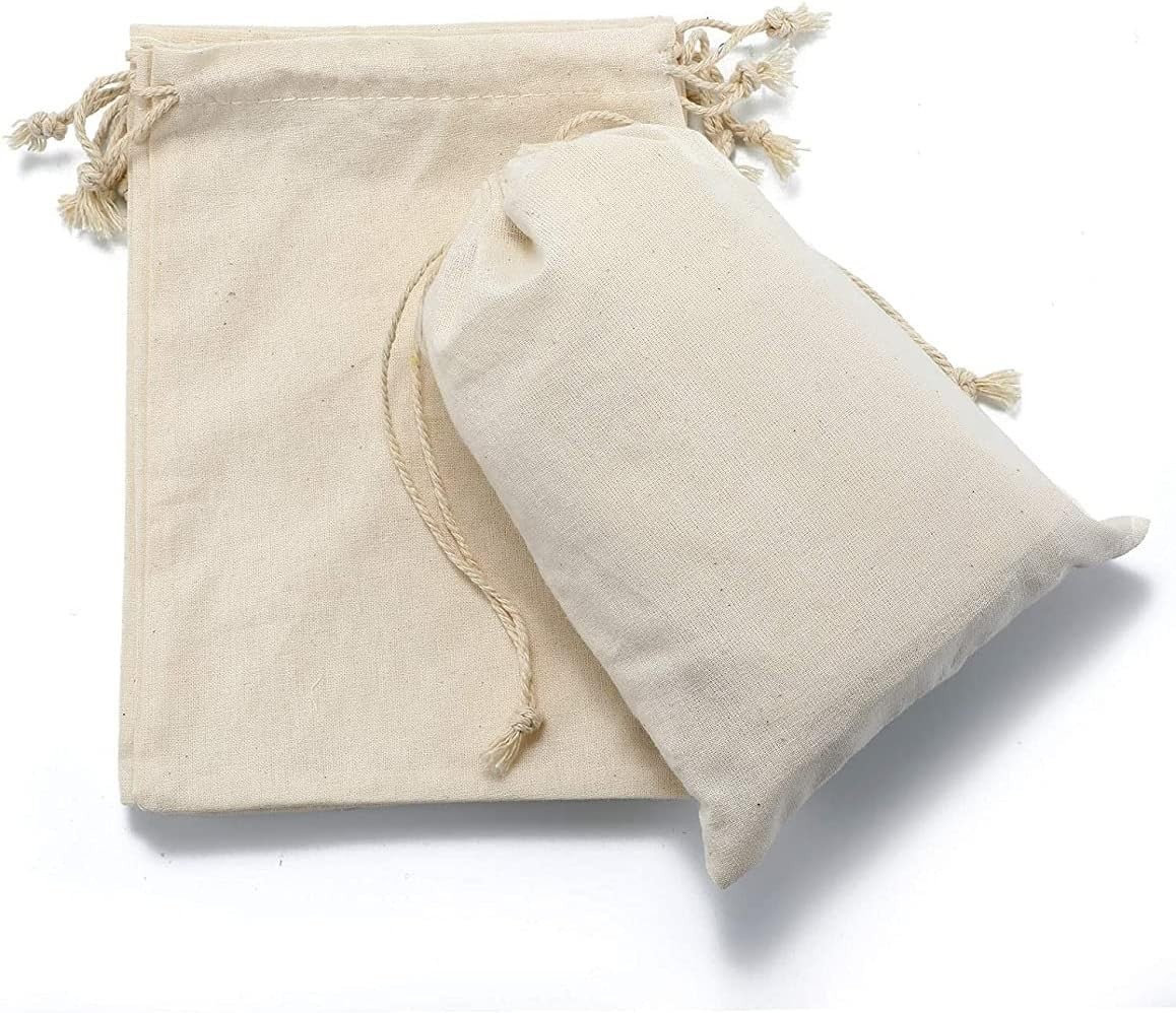 50PS Cotton Bags Cotton Muslin Bags Drawstring Muslin Bag for Wedding Party F…