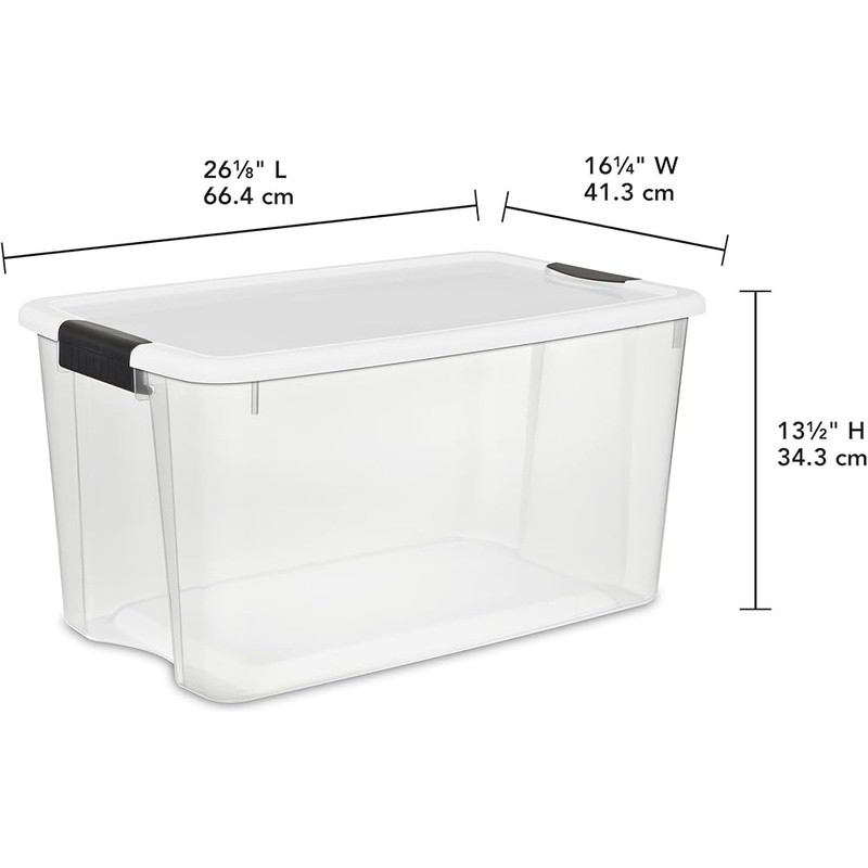 Stackable Clear Storage Boxes W/ Heavy Duty Latches 4-Pack Shatterproof New