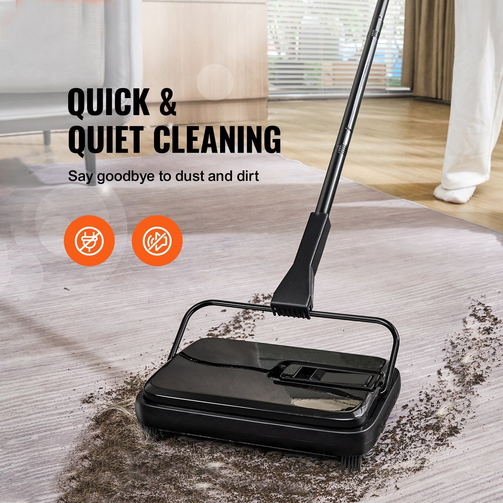 Adjustable Angle Floor Sweeper 7.87in 300ml Bin Manual Operation