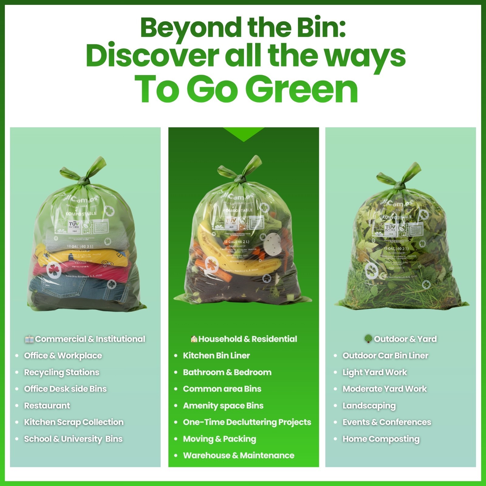 Compostable Trash Bags 13 Gallon / 49.2 Liter, 50 Count AllCompost