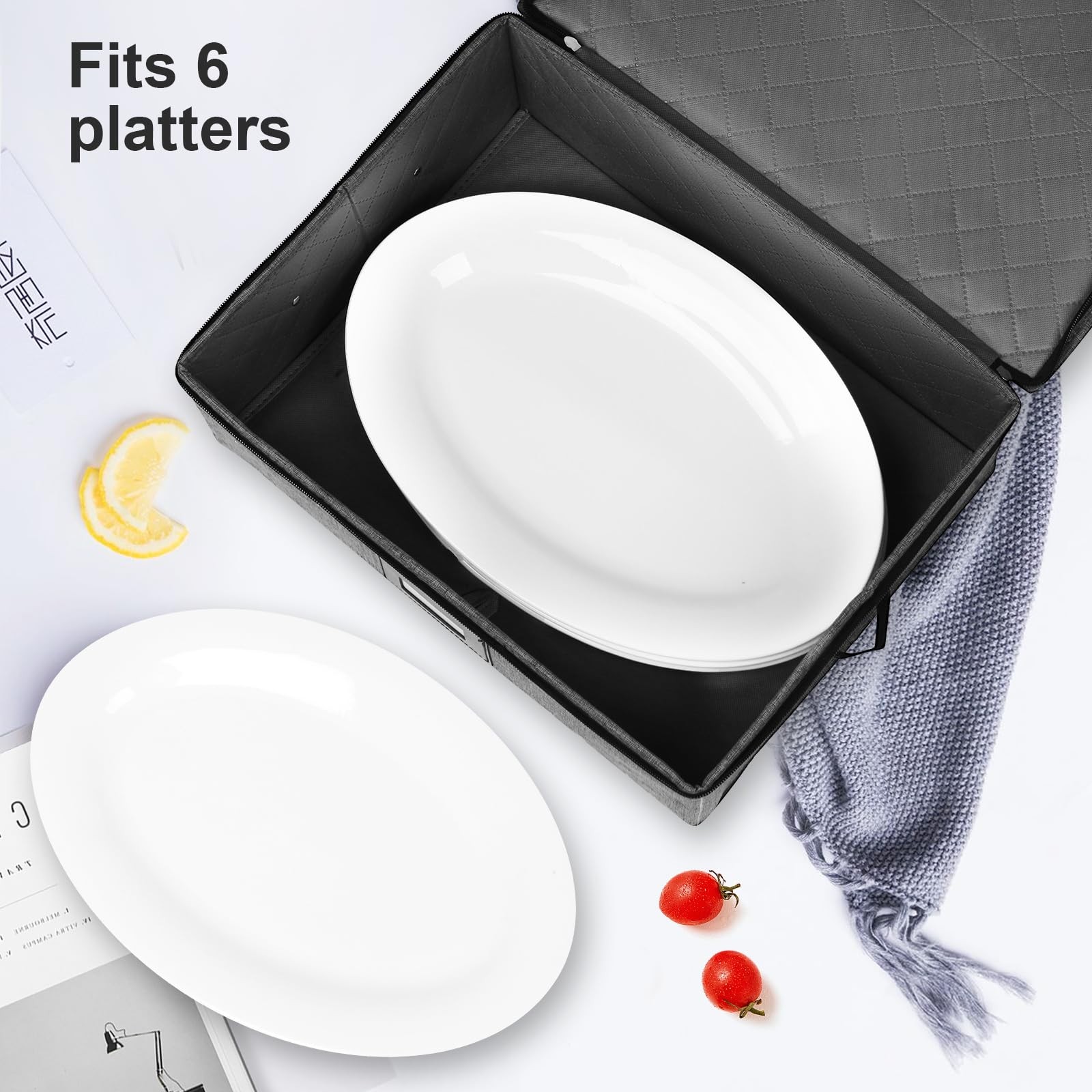 China Storage Containers, Platter Storage 17″ x 13″ x 6″ for Dinnerware Stora…