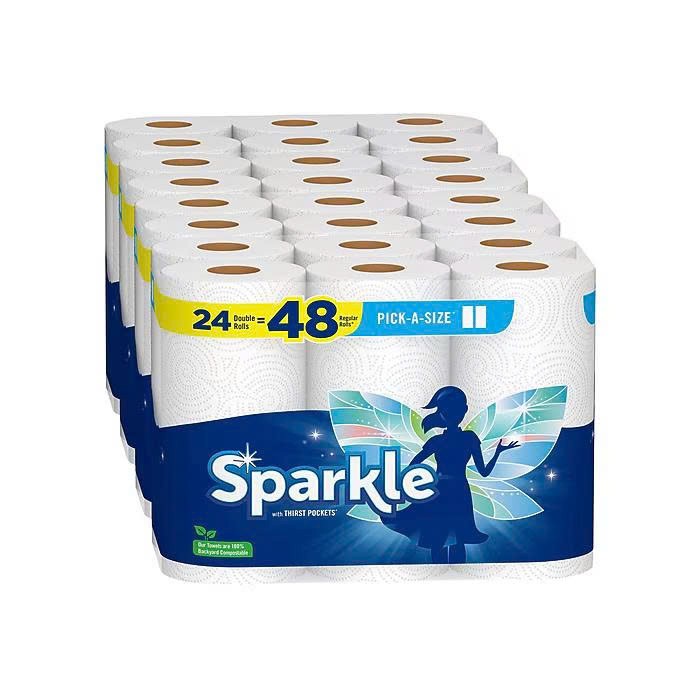 Sparkle Pick-A-Size Paper Towels, 2-Ply , 24 Double Rolls = 48 Regular Rolls