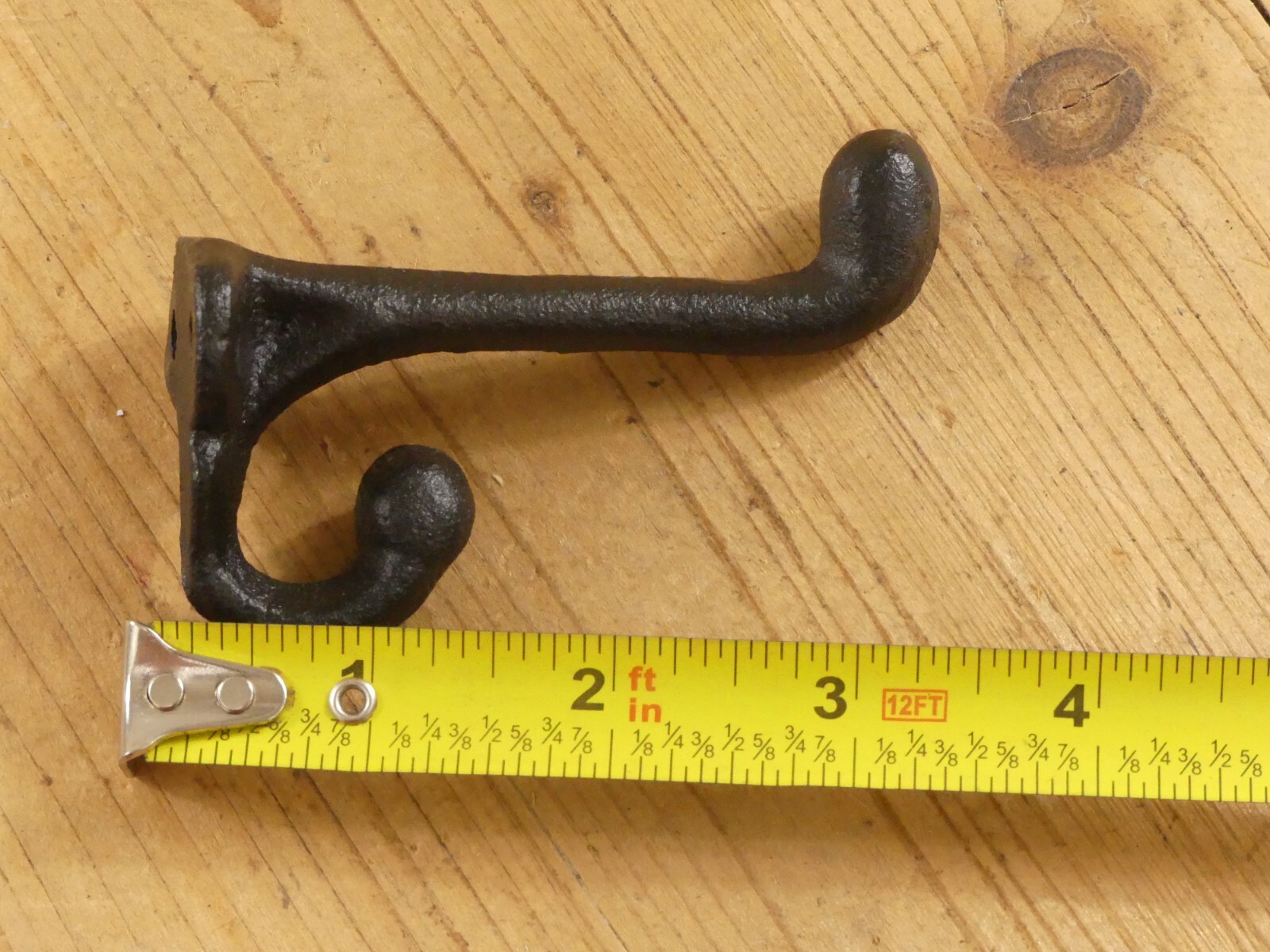 100 BLACK CAST IRON ACORN HOOKS 3 1/4″ LONG HOOK COAT HAT WALL BATHROOM TOWEL