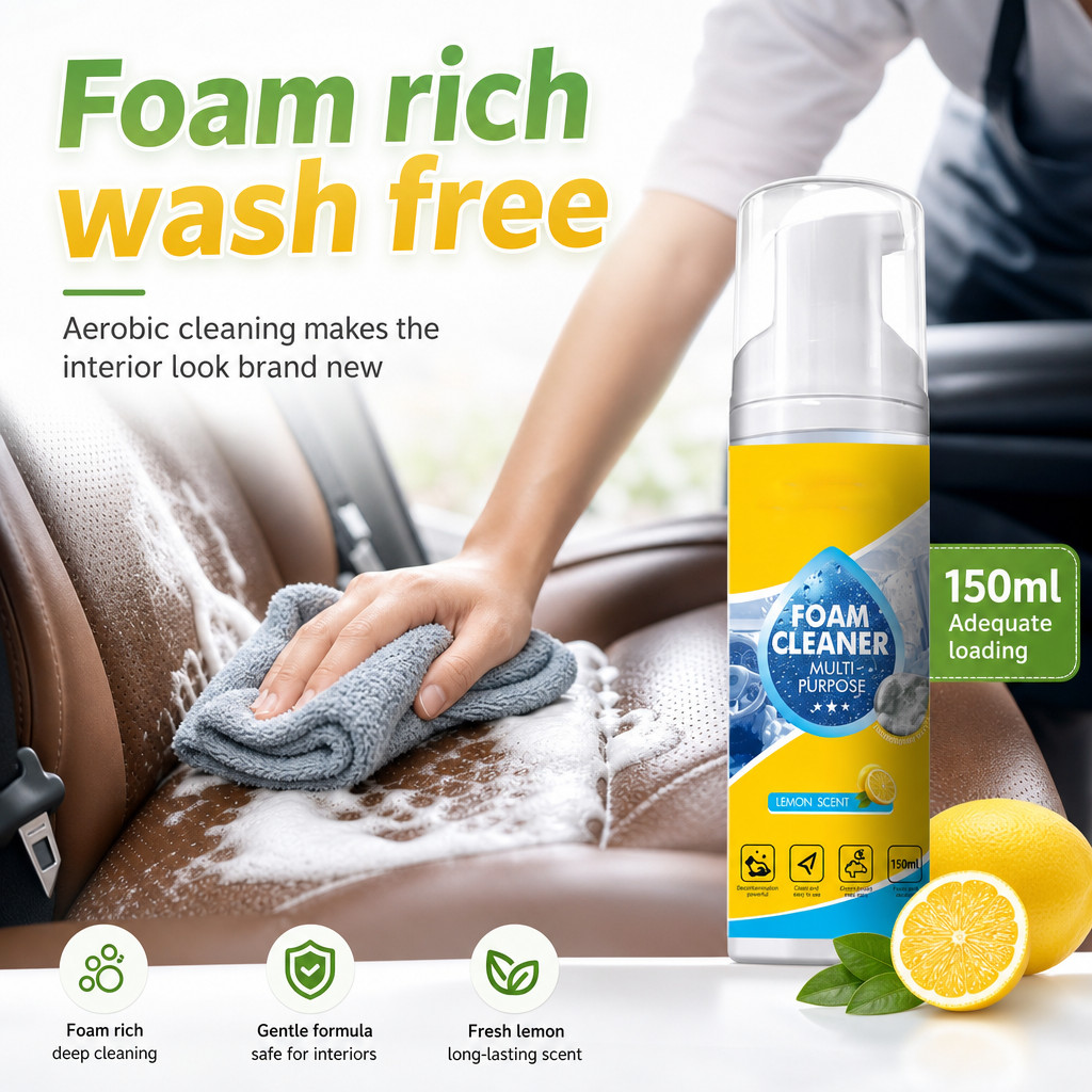 150ml Foam Cleaner, 4-in-1 Multi-Enzyme Foam Cleaners, New Foam No-Rinse Cleaner