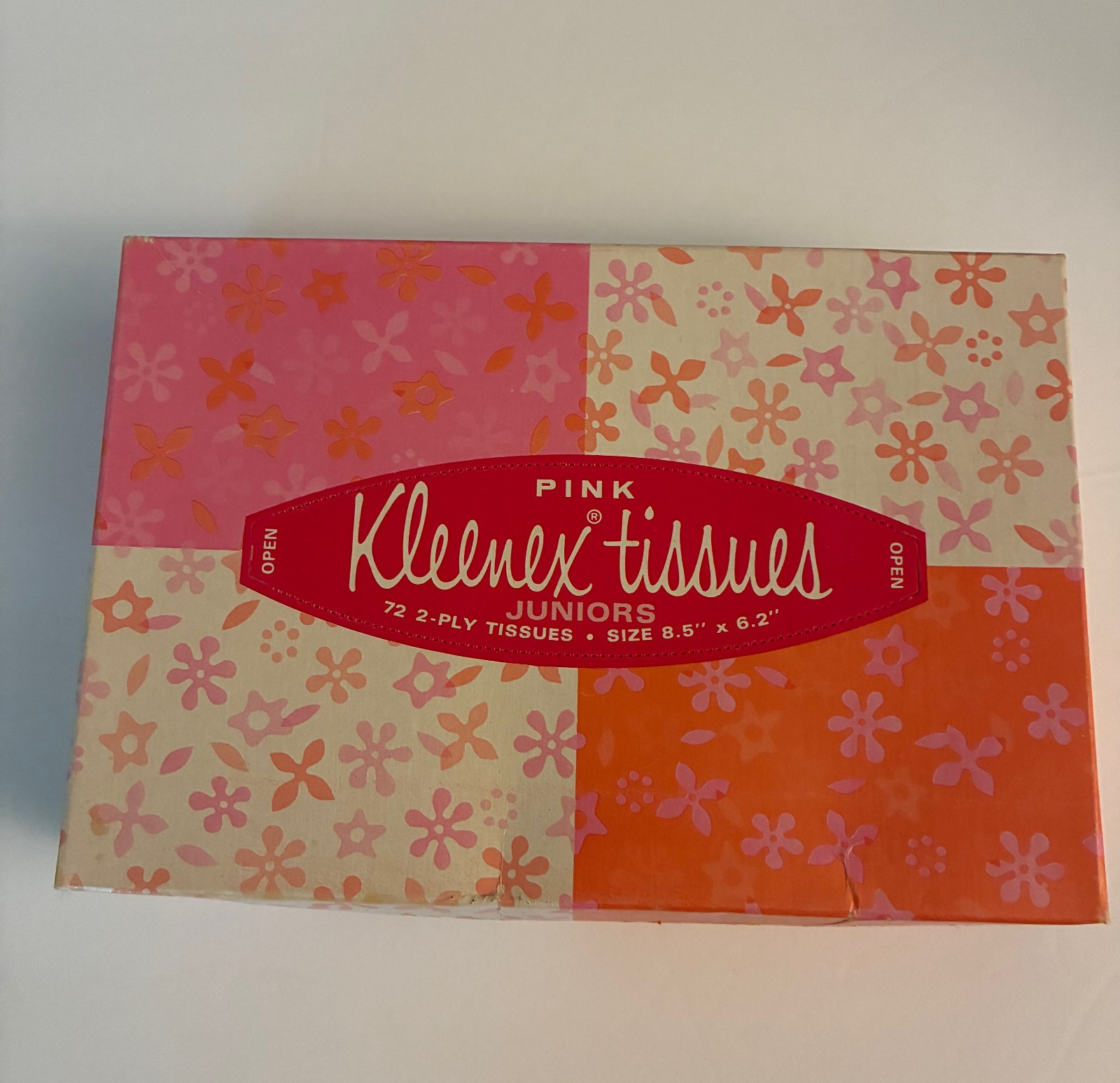 Vintage New 1966 Kleenex Tissues PINK JUNIORS Unopened Flower Retro Box