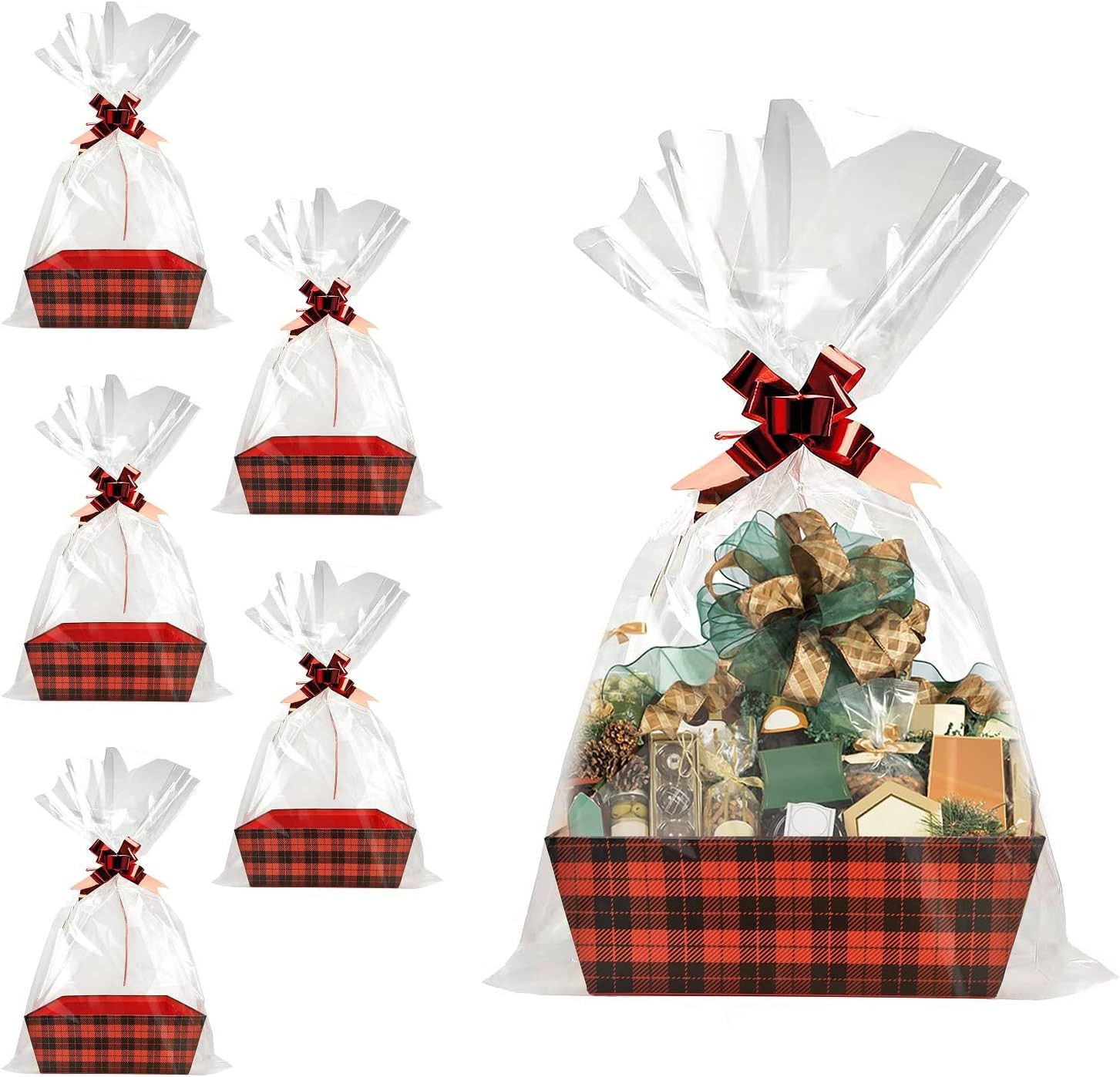Basket for Gifts Empty, 5 PCS Sturdy Diy Bulk Gift Basket Kraft Market Tray Card
