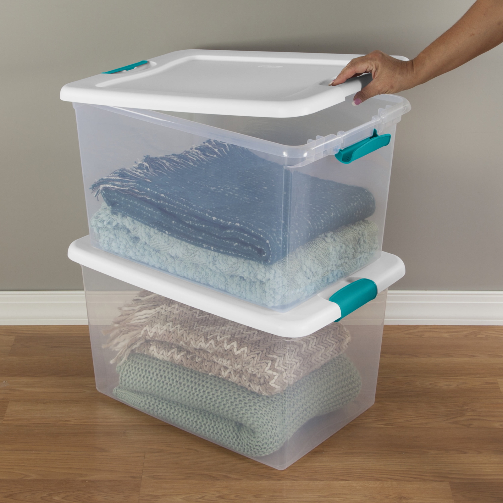 2025 new 64 Qt. Latching Box Plastic, White, Set of 6