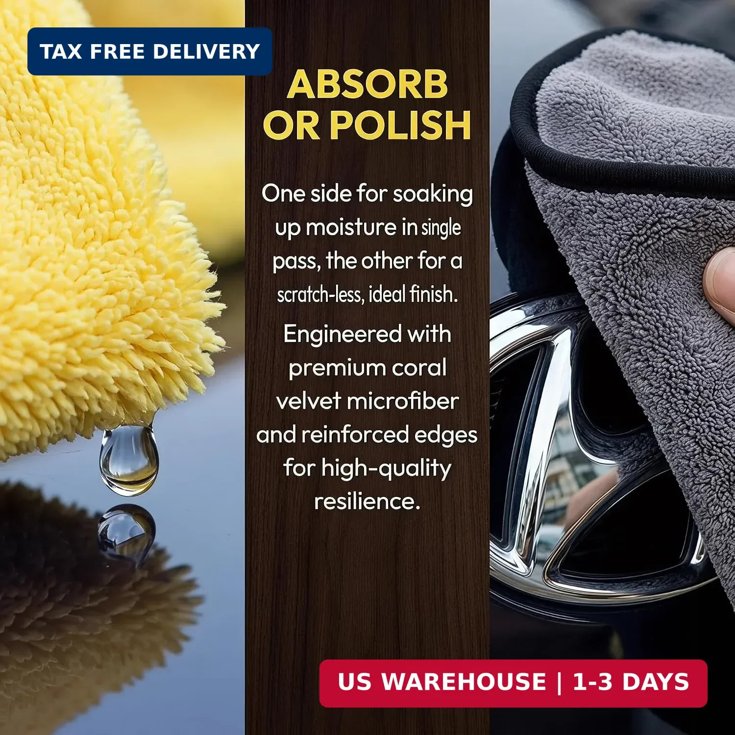 10 Pack Yellow Grey Microfiber Towels for Cars 12×16 Coral Velvet Drying Cloths