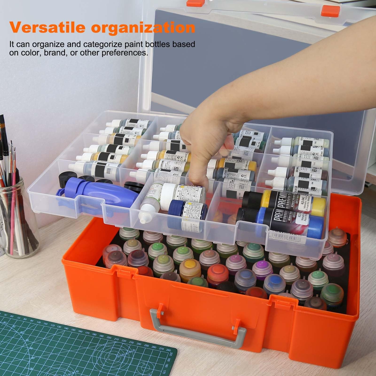 Evemodel SN03S Paint Organizer 60 Holes Diameter 32.5mm Dual-layer Portable Box