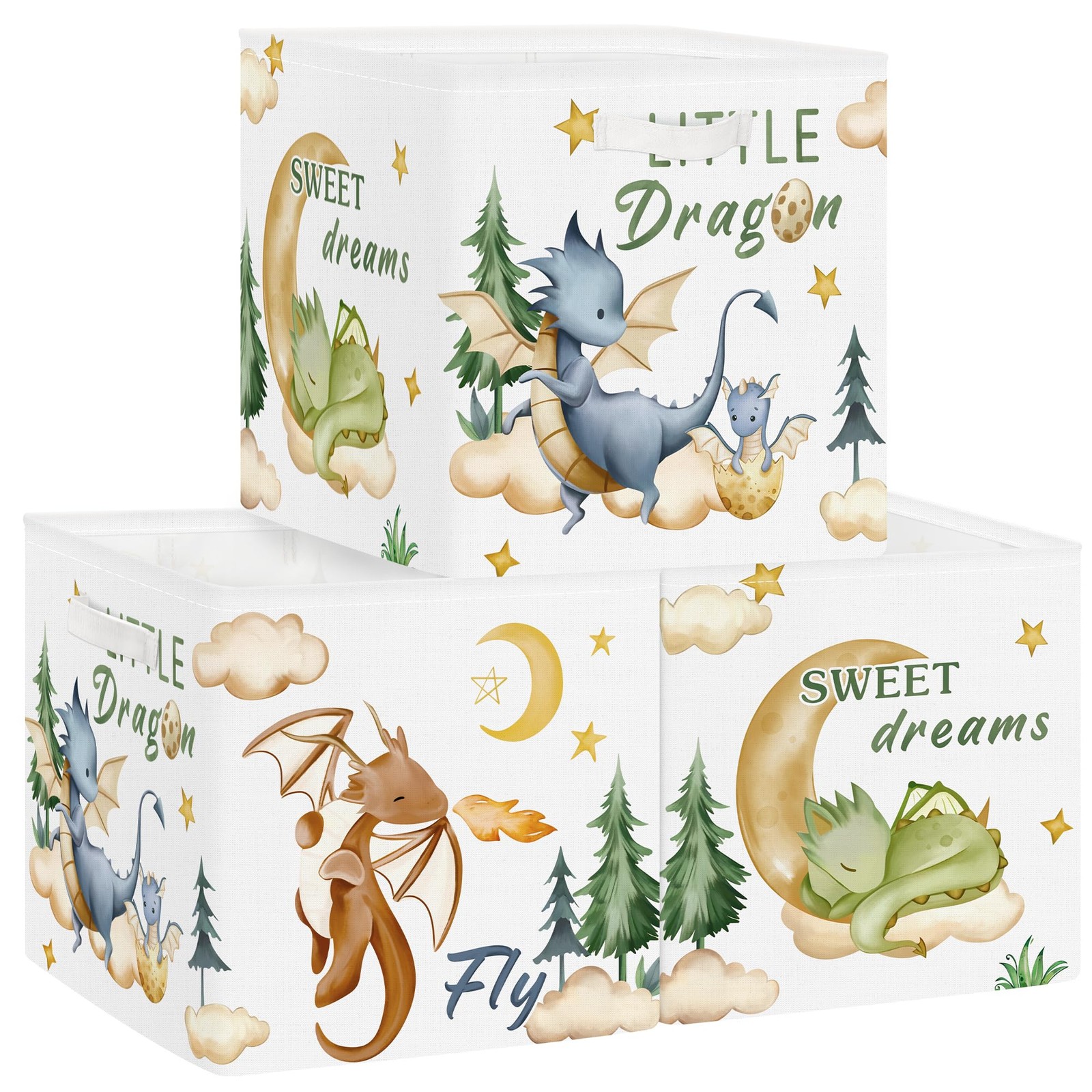 3 pcs Dinosaur Cube Storage Unit Boxes Volcano Kallax for Shelves Parents Sto