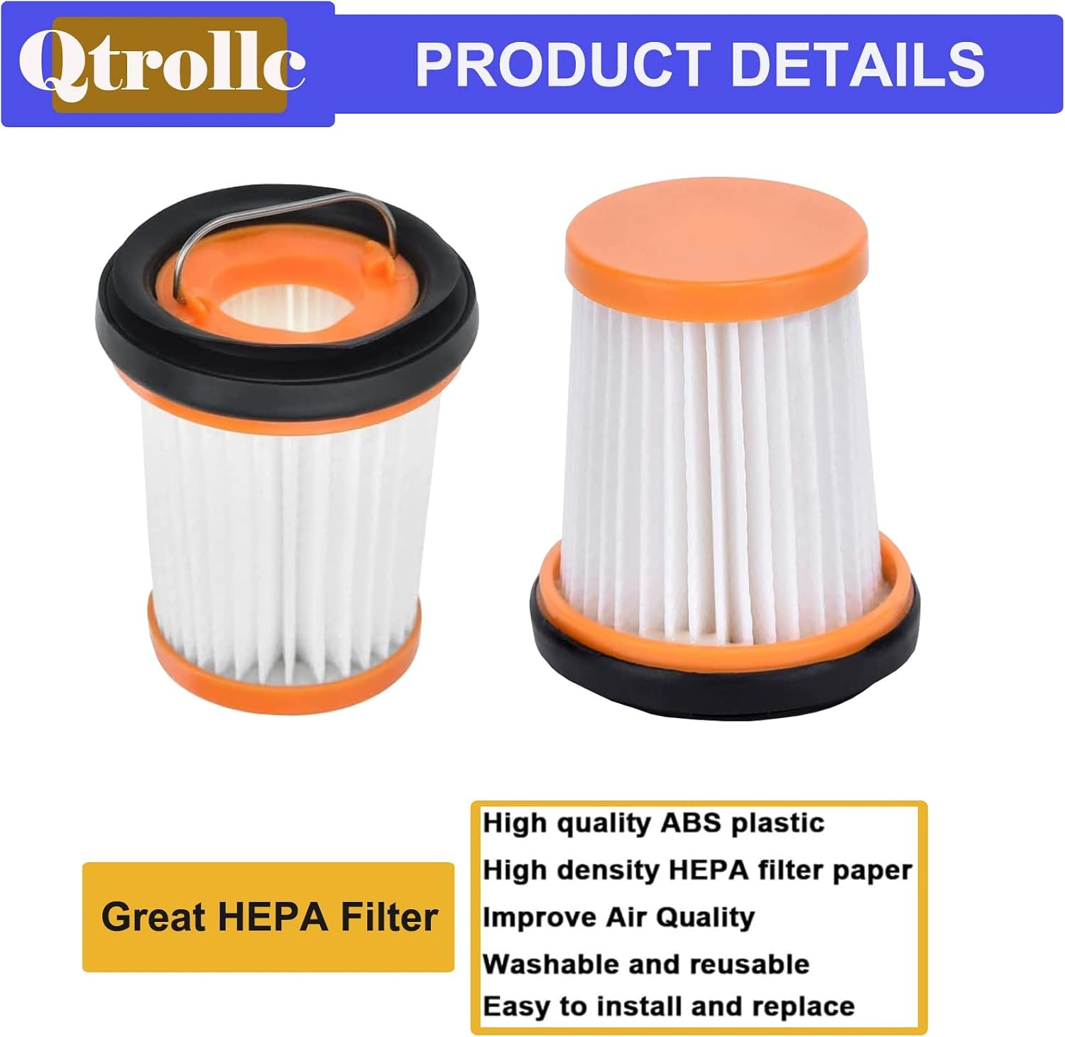 Wandvac Filter Replacement for Shark Cordless Handheld Vacuum WV200 WV201 WV205