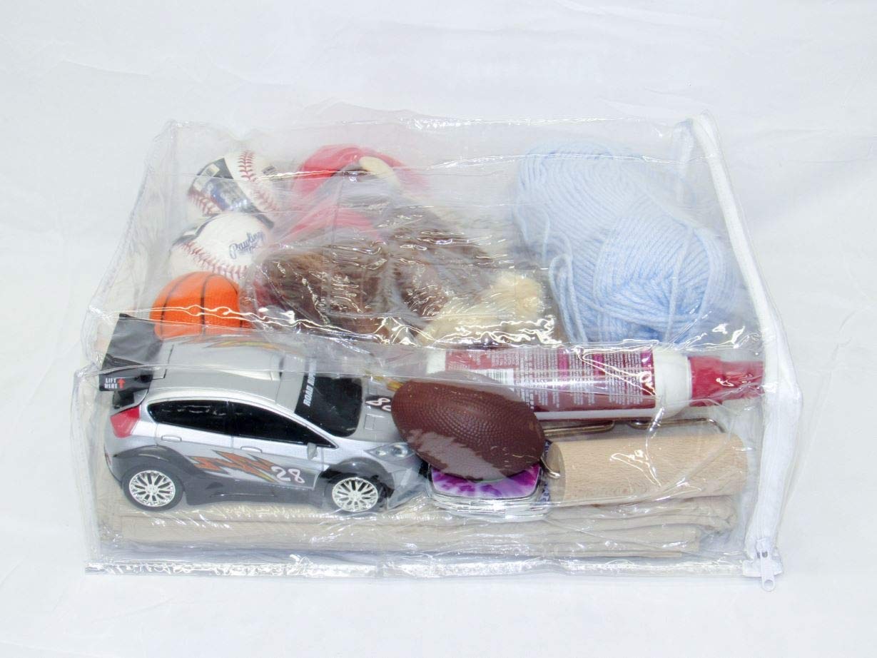 2 Pack 3.9 Gallon Heavy Duty Clear Vinyl Zippered Storage Bags 12x15x5 Inch
