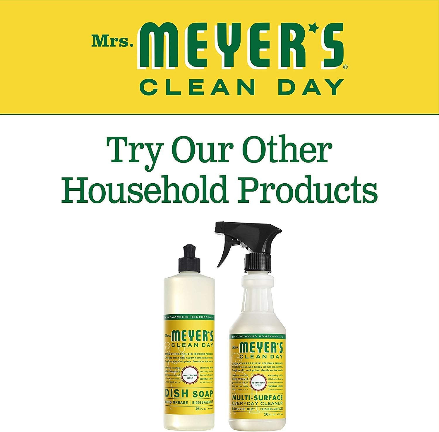 MRS. MEYER’S CLEAN DAY Liquid Dish Soap Refill, Honeysuckle, 48 Fl. Oz