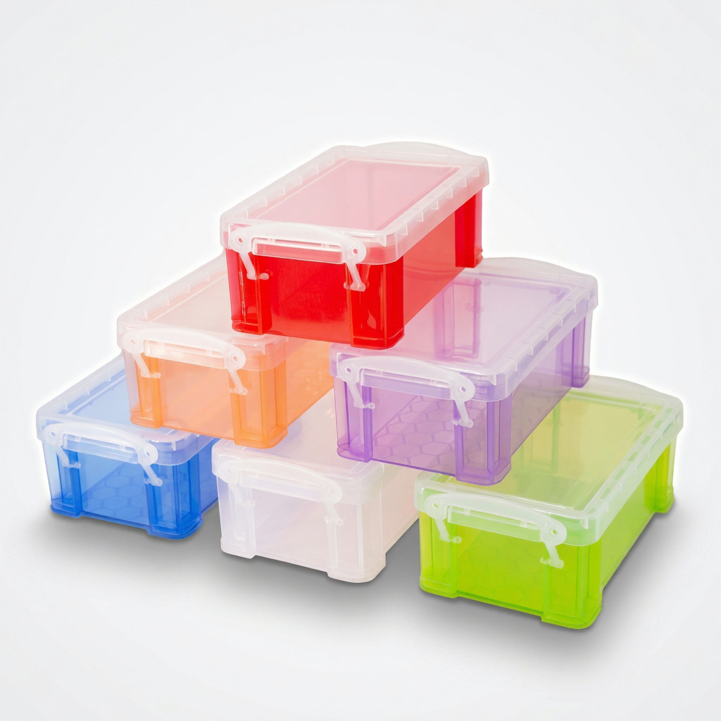 6 Pack Small Plastic Storage Boxes Mini Organizer Bins Stackable Totes with Lids