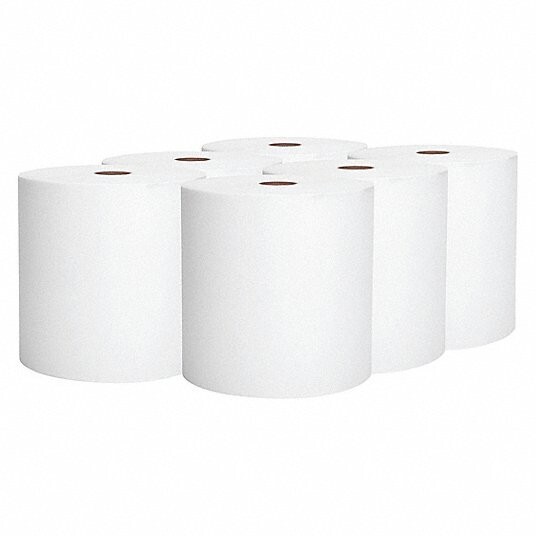 Kimberly Clark Scott 02000 Paper Towel Roll 650ft x 8″, 1 Ply,White,6 rolls/Case