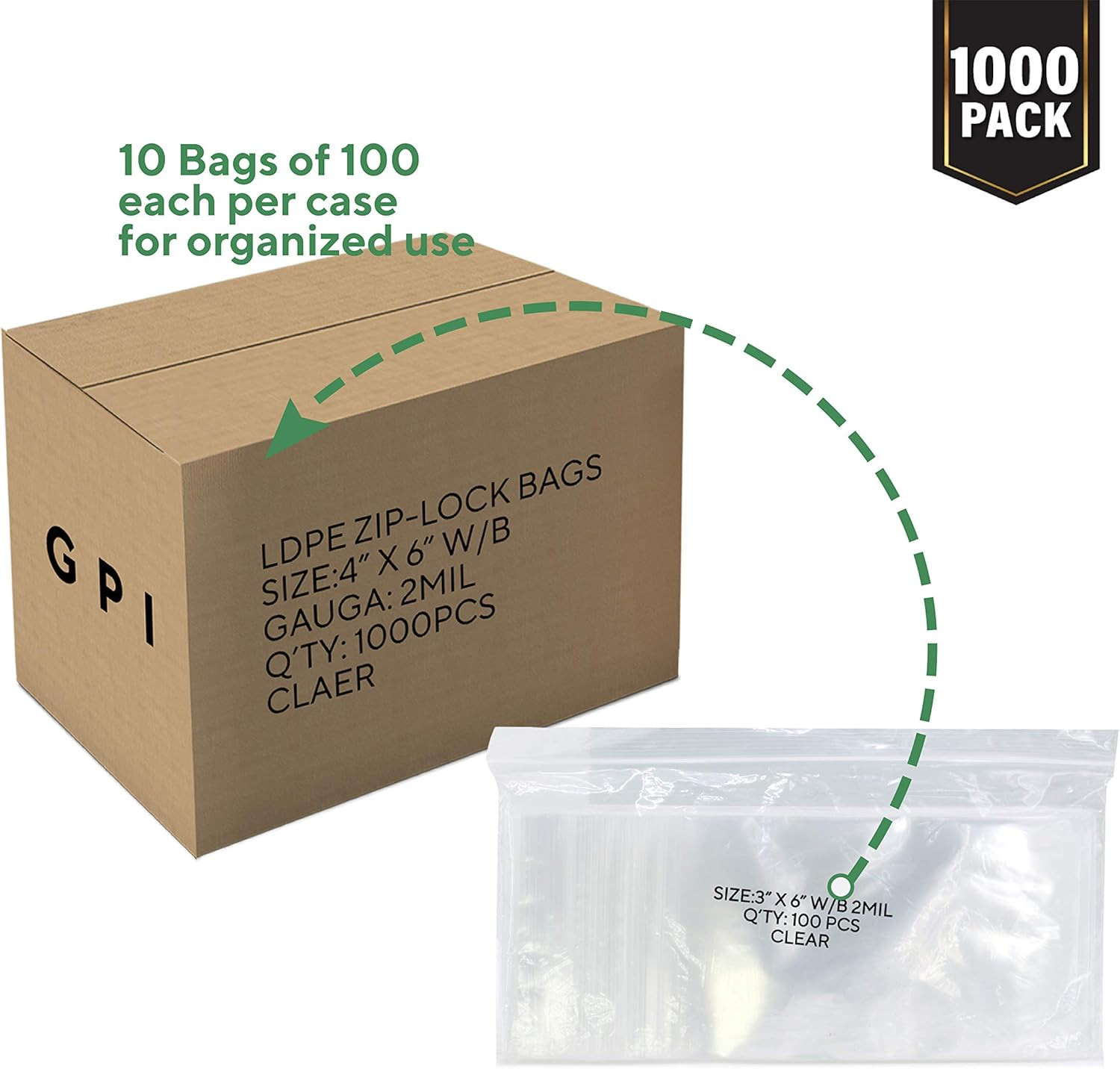 Clear Plastic Reclosable Zip Bags – Case of 1000 4″ X 6″ 2 Mil Thick Strong