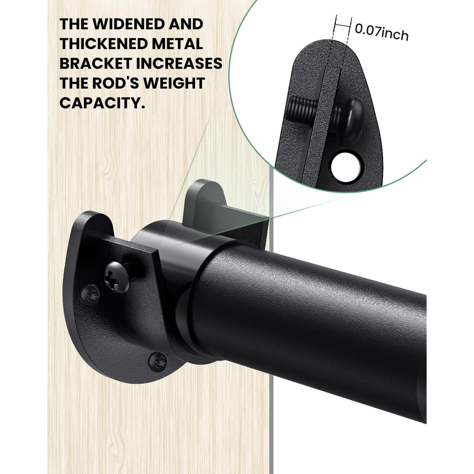 Supforce 2 Pack Closet Rod End Bracket, U Shaped Wall Mount Support, Black | Rod