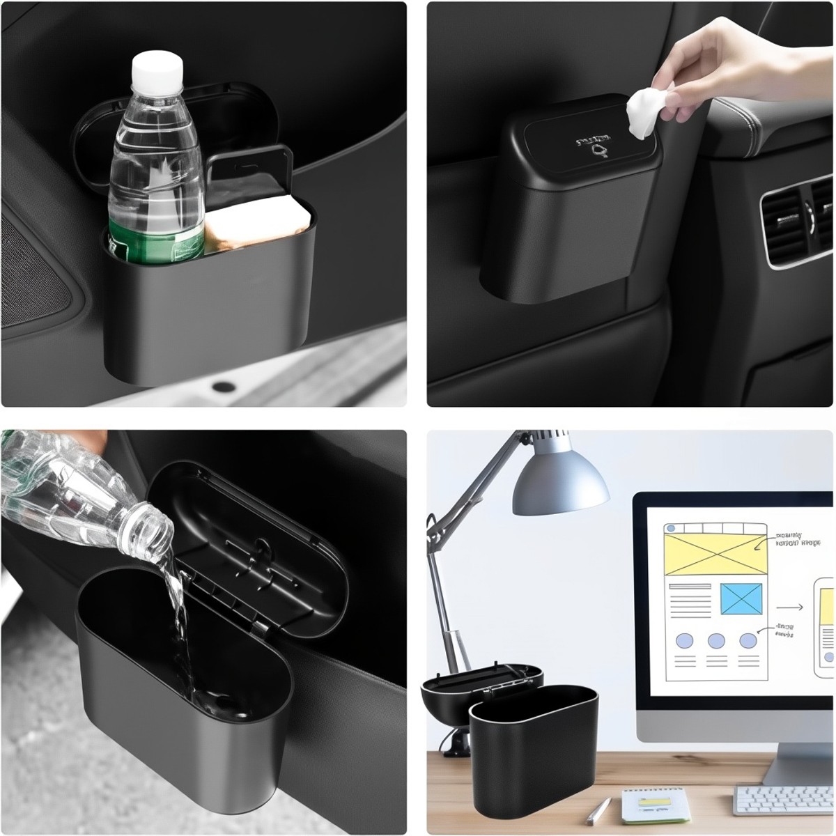 Portable Car Trash Can Garbage Bin Bag Organizer Vehicles Waste Waterproof Mini