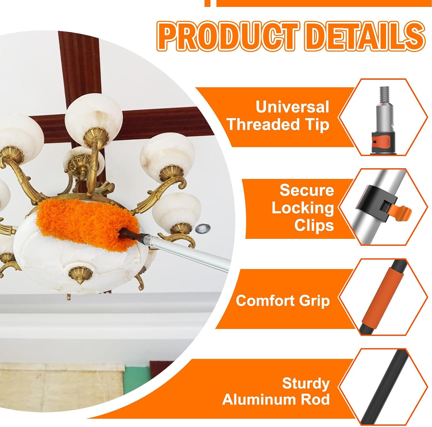 LAANPOLE 26FT Reach Ceiling Fan Cleaner Duster, Fan Blade Cleaner Kit with 5-20F