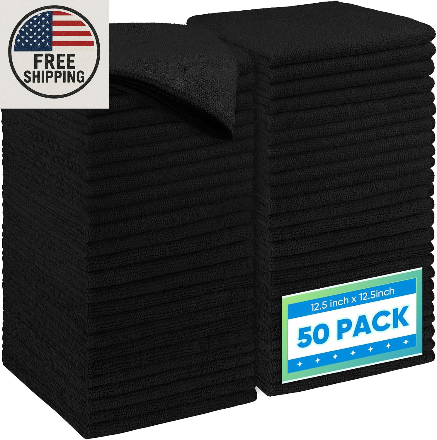 Microfiber Cleaning Cloth 12 Pack, 12.5 X 12.5 Inch Microfiber Towels for Cars,