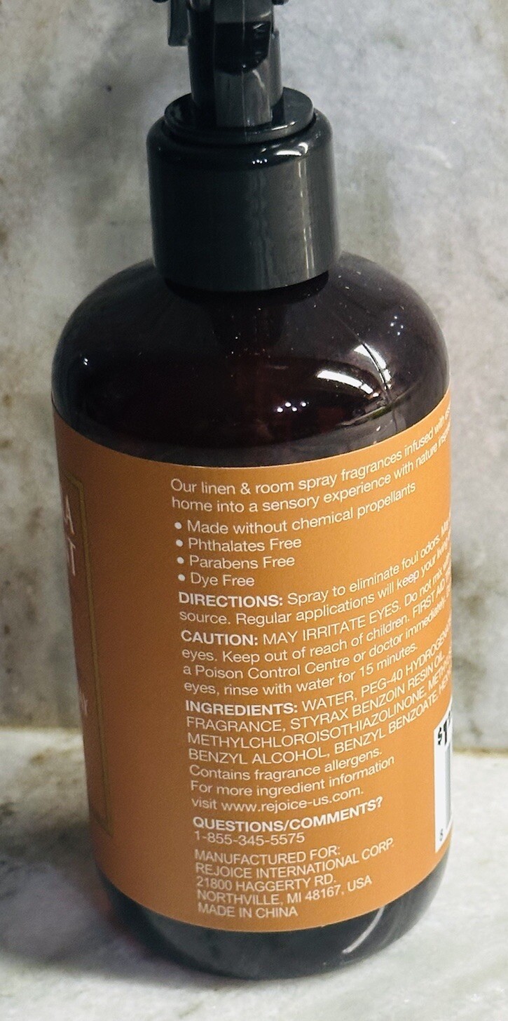 Brown Vanilla Sugar Scent Sweet Vanilla Molasses Linen Room Spray 8floz/246ml