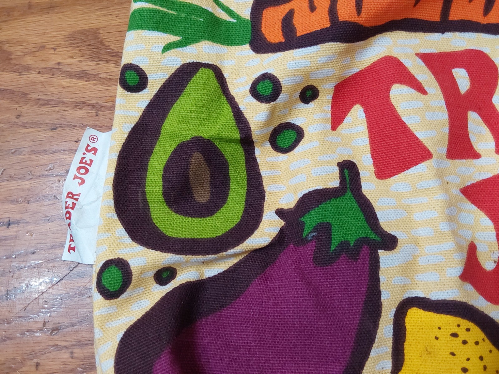 Trader Joes Reusable Canvas Shopping Grocery Tote Bag Fruits Vegetables USA