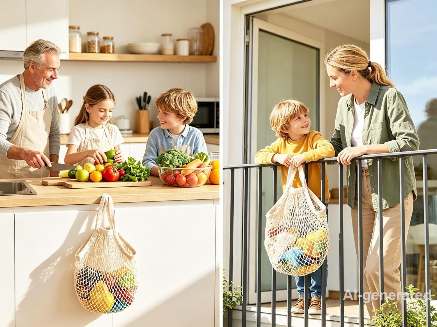 Stylish Beige Cotton Mesh Bags with Drawstring – Perfect for Sustainable Living